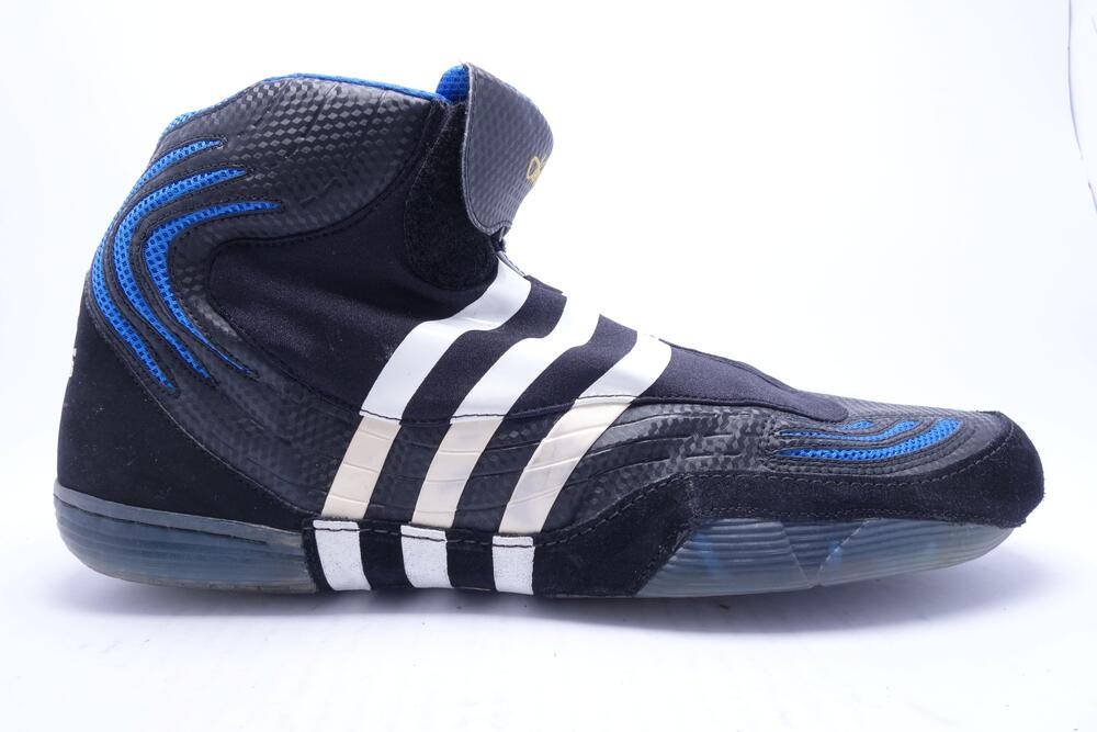 Adidas John W Smith Shoes Mens Size 15 Black Blue Wrestling High Top 015254